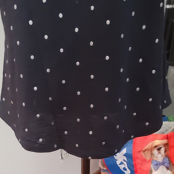 Ann Taylor/Loft  Navy and Silver Polka Dot Blouse - Picture 7 of 7